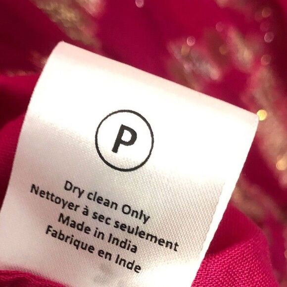 Anthropologie Hemant & Nandita Metallic Maxi Dress Pink & Gold Size 4 NWT $435 - Picture 11 of 13